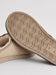 Neutral Faux Fur Lined Textured Mule Slippers - Image 4 of 6