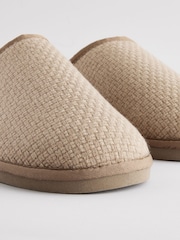 Neutral Faux Fur Lined Textured Mule Slippers - Image 5 of 6