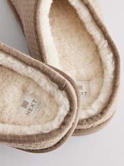 Neutral Faux Fur Lined Textured Mule Slippers - Image 6 of 6