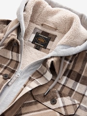 Neutral Check Hooded Borg Lined Shacket - Image 11 of 12