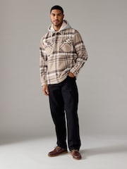 Neutral Check Hooded Borg Lined Shacket - Image 2 of 12