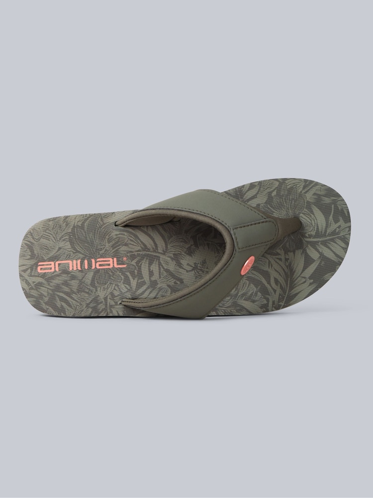 Animal Green Dark Womens Swish Flip Flops - Image 3 of 5