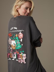 Marineblau - Christmas Pudding Graphic 100% Cotton Long Sleeve T-Shirt - Bild 1 von 8