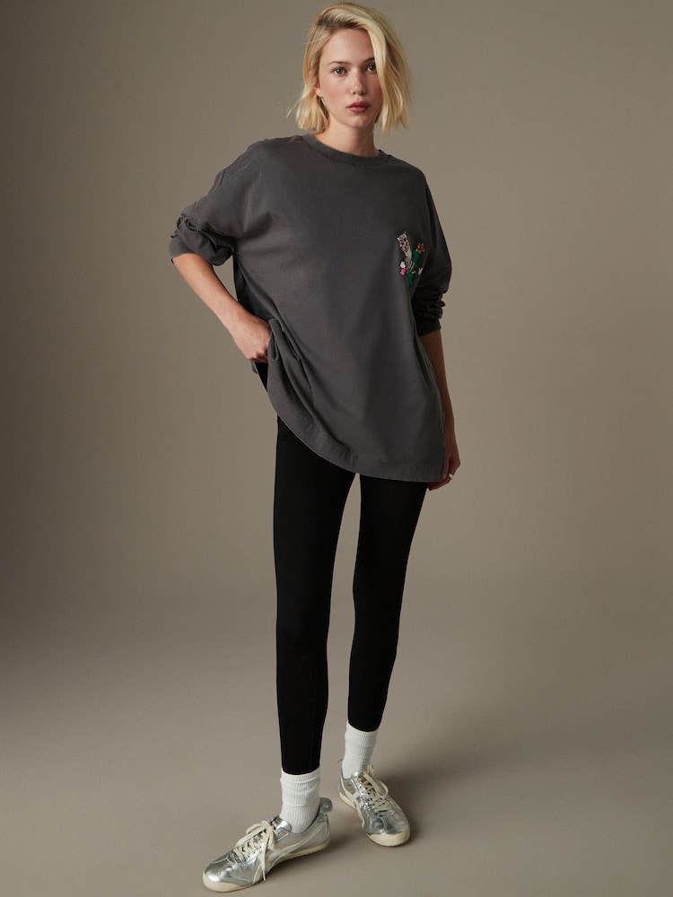 Marineblau - Christmas Pudding Graphic 100% Cotton Long Sleeve T-Shirt - Bild 2 von 8