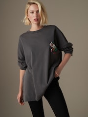 Marineblau - Christmas Pudding Graphic 100% Cotton Long Sleeve T-Shirt - Bild 3 von 8