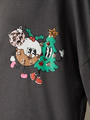 Marineblau - Christmas Pudding Graphic 100% Cotton Long Sleeve T-Shirt - Bild 5 von 8