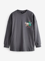Marineblau - Christmas Pudding Graphic 100% Cotton Long Sleeve T-Shirt - Bild 6 von 8