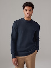 Navy Blue Stag Logo Regular Fit 100% Lambswool Premium Jumper - Image 1 of 7