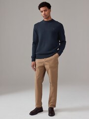 Navy Blue Stag Logo Regular Fit 100% Lambswool Premium Jumper - Image 2 of 7