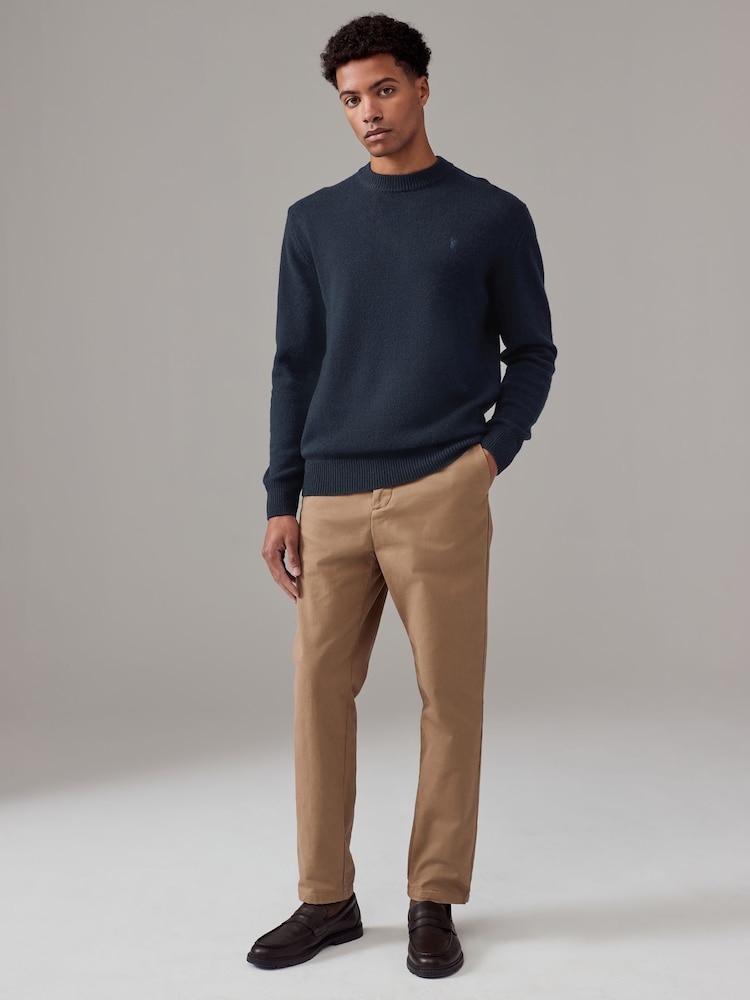 Navy Blue Stag Logo Regular Fit 100% Lambswool Premium Jumper - Image 2 of 7