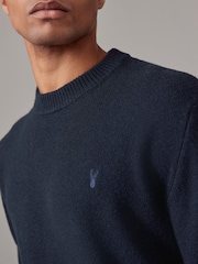 Navy Blue Stag Logo Regular Fit 100% Lambswool Premium Jumper - Image 4 of 7