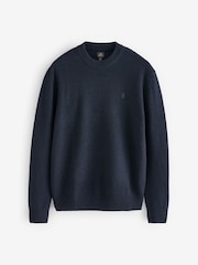 Navy Blue Stag Logo Regular Fit 100% Lambswool Premium Jumper - Image 5 of 7