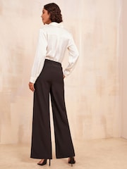 Friends Like These Black Wide Leg Elasticated Belted Trousers - Image 4 of 4