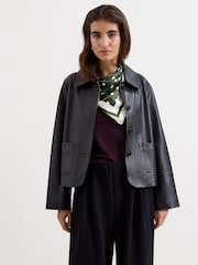 Phase Eight Black Pippa Leather Jacket - Image 1 of 7