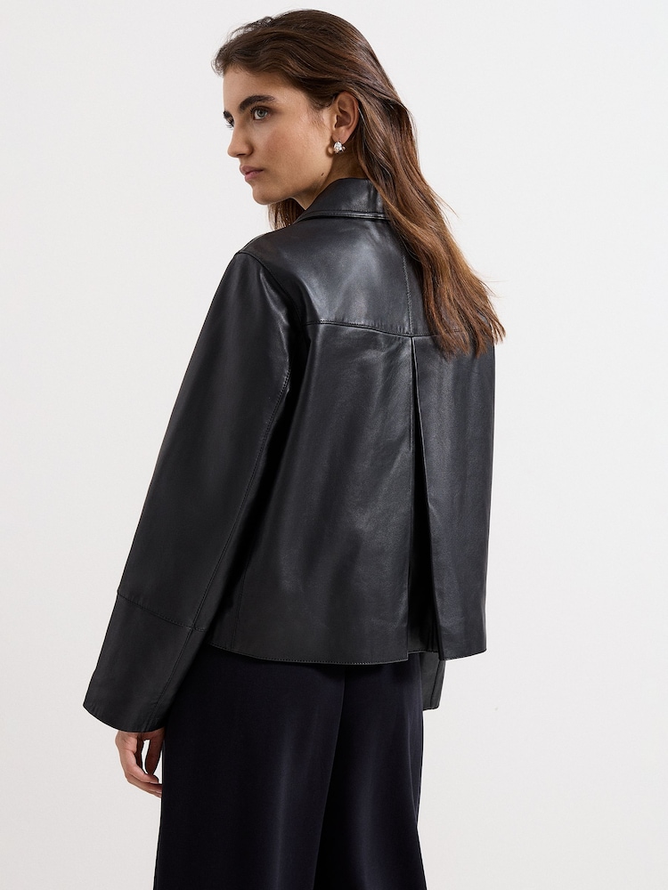 Phase Eight Black Pippa Leather Jacket - Image 2 of 7