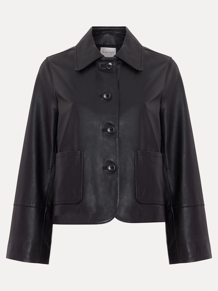 Phase Eight Black Pippa Leather Jacket - Image 7 of 7