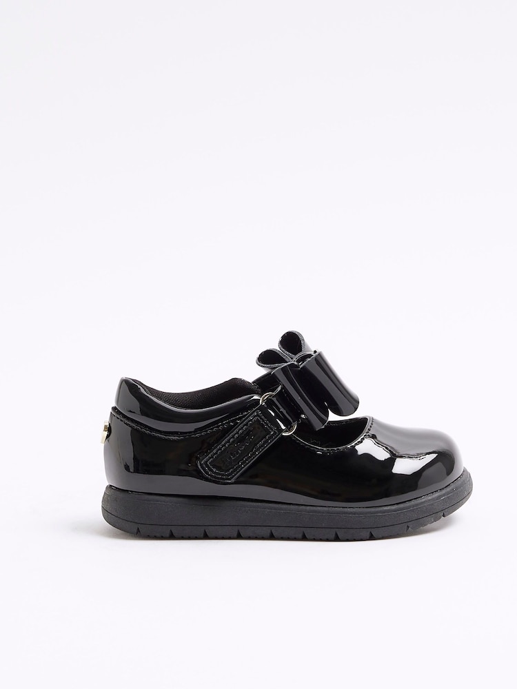 River Island Black Girls Patent Bow Mary Jane Shoes - Image 1 of 4 River Island Black Girls Patent Bow Mary Jane Shoes - Image 1 of 4