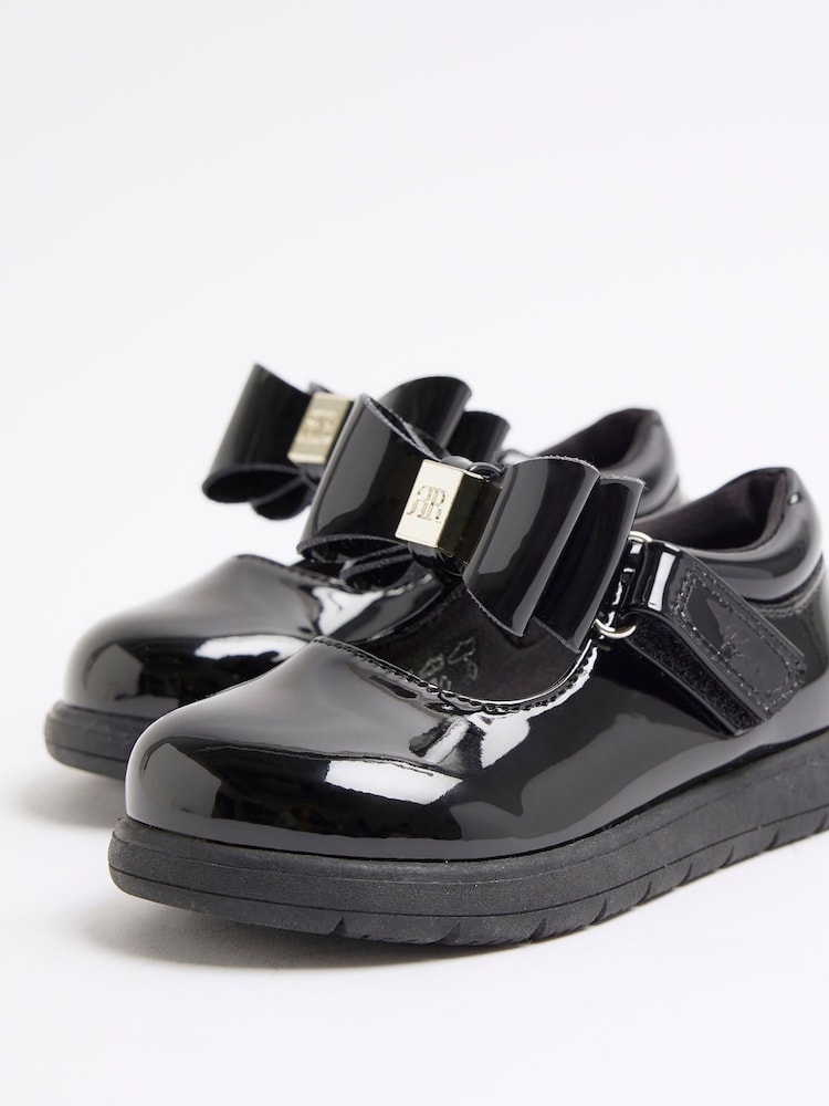 River Island Black Girls Patent Bow Mary Jane Shoes - Image 2 of 4 River Island Black Girls Patent Bow Mary Jane Shoes - Image 2 of 4