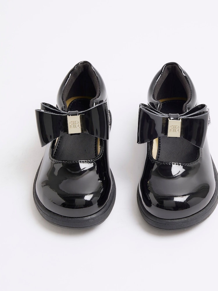 River Island Black Girls Patent Bow Mary Jane Shoes - Image 4 of 4 River Island Black Girls Patent Bow Mary Jane Shoes - Image 4 of 4