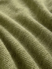 Khaki Green Notched Neck Long Sleeve Ribbed Jumper - Image 5 of 5