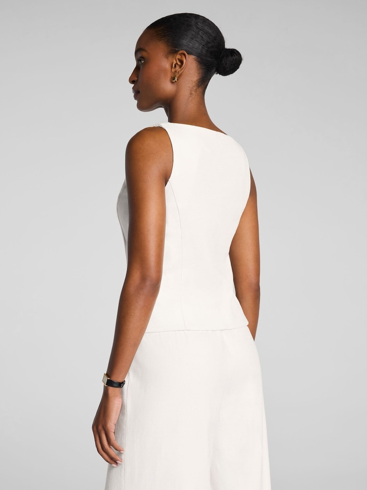 Spanx White EasyBreezy Cotton Linen Button Down Vest - Image 3 of 3 Spanx White EasyBreezy Cotton Linen Button Down Vest - Image 3 of 3