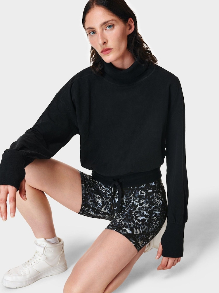 Sweaty Betty Black Melody Luxe Fleece Pullover Jumper - Image 1 of 4