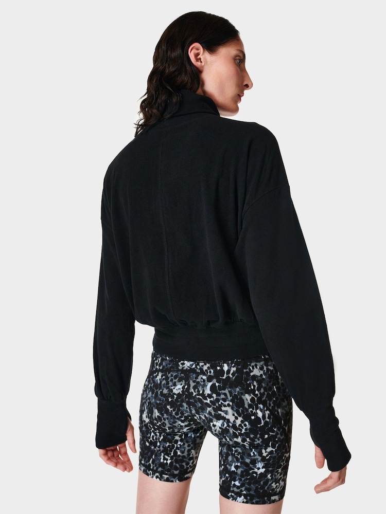 Sweaty Betty Black Melody Luxe Fleece Pullover Jumper - Image 2 of 4
