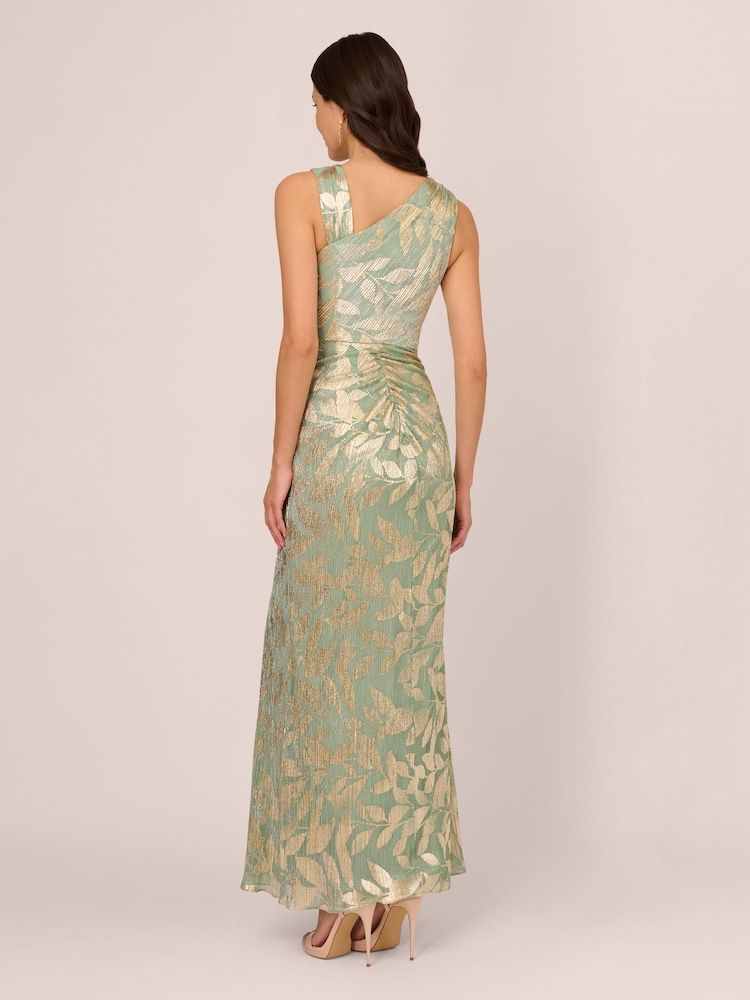 Adrianna Papell Green Foil Asymmetric Dress - Image 2 of 6