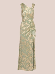 Adrianna Papell Green Foil Asymmetric Dress - Image 4 of 6