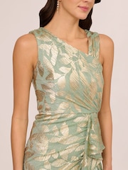 Adrianna Papell Green Foil Asymmetric Dress - Image 5 of 6