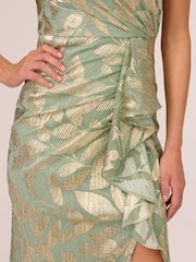 Adrianna Papell Green Foil Asymmetric Dress - Image 6 of 6