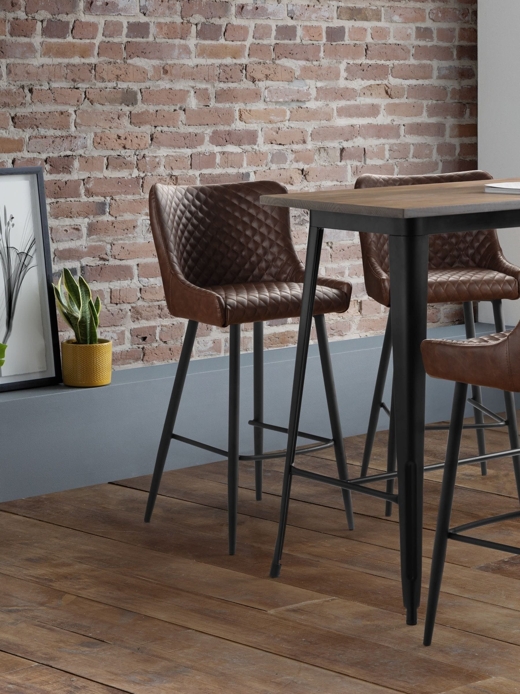 Julian Bowen Luxe Faux Leather Barstool - Brown - Image 5