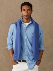 Hackett Blue Heritage Chambray Long-Sleeve Shirt - Image 1 of 8