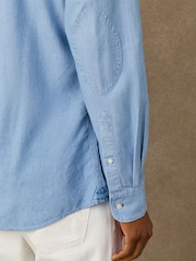 Hackett Blue Heritage Chambray Long-Sleeve Shirt - Image 6 of 8