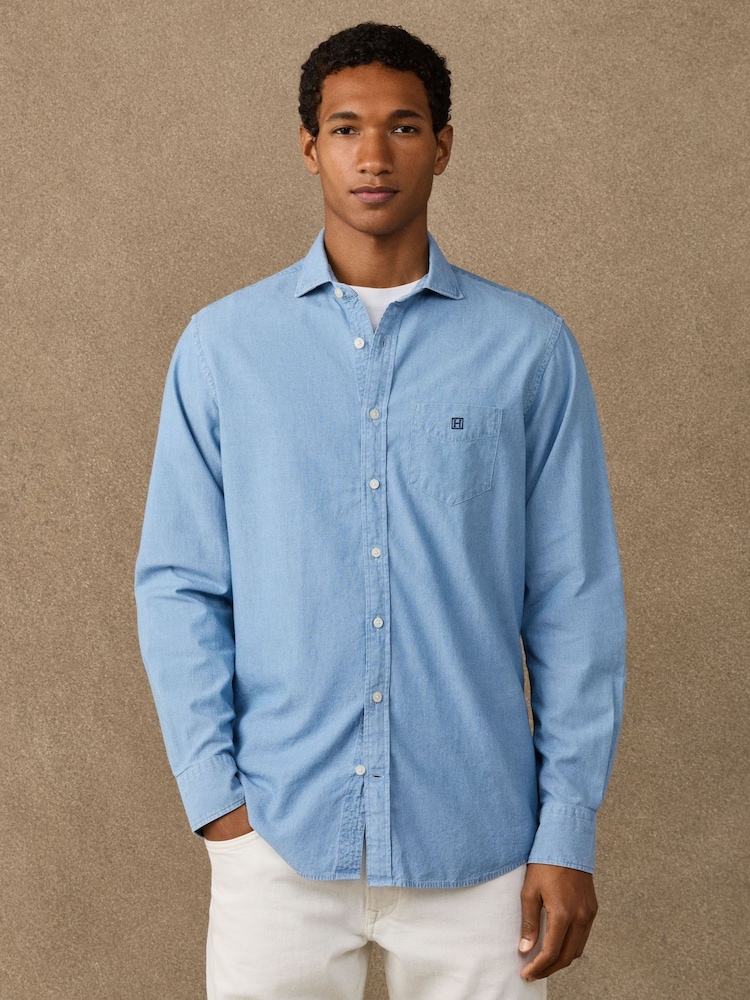 Hackett Blue Heritage Chambray Long-Sleeve Shirt - Image 8 of 8 Hackett Blue Heritage Chambray Long-Sleeve Shirt - Image 8 of 8