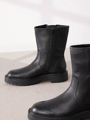 Black Leather Forever Comfort® Ankle Zip Biker Boots - Image 5 of 9