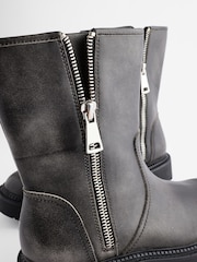 Black Leather Forever Comfort® Ankle Zip Biker Boots - Image 7 of 9