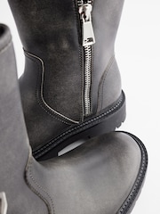Black Leather Forever Comfort® Ankle Zip Biker Boots - Image 8 of 9