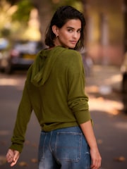 Olive Green Lightweight Jersey Cosy Hoodie - Image 3 of 6
