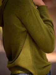 Olive Green Lightweight Jersey Cosy Hoodie - Image 4 of 6