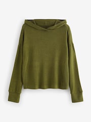 Olive Green Lightweight Jersey Cosy Hoodie - Image 5 of 6