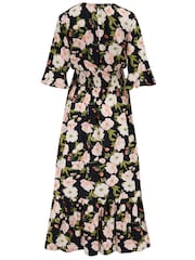 Pour Moi Black Multi Floral Carmen Fuller Bust Elasticated Neckline Midaxi Dress - Image 4 of 4