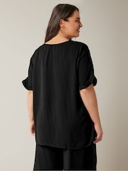 EVANS Curve Black Notch Neck Blouse - Image 3 of 5