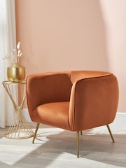 Pacific Tobacco Orange Lucca Velvet Chair - Image 1 of 6