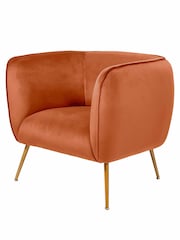 Pacific Tobacco Orange Lucca Velvet Chair - Image 2 of 6