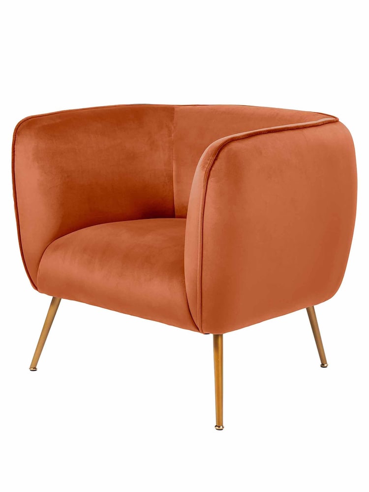 Pacific Tobacco Orange Lucca Velvet Chair - Image 2 of 6