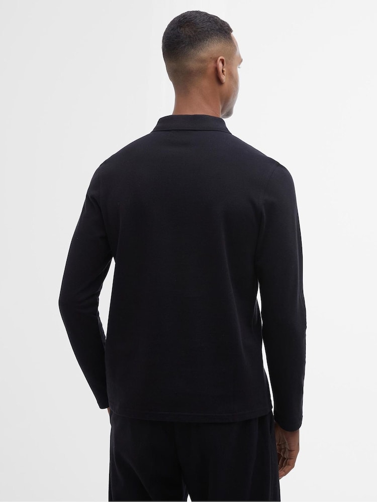 Barbour® International Marshall Long Sleeved Zipped 100% Cotton Polo Shirt - Image 2 of 6
