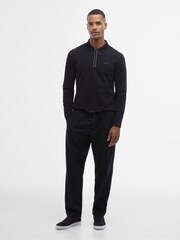 Barbour® International Marshall Long Sleeved Zipped 100% Cotton Polo Shirt - Image 3 of 6