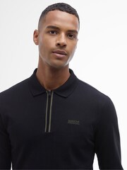 Barbour® International Marshall Long Sleeved Zipped 100% Cotton Polo Shirt - Image 4 of 6