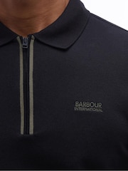 Barbour® International Marshall Long Sleeved Zipped 100% Cotton Polo Shirt - Image 5 of 6